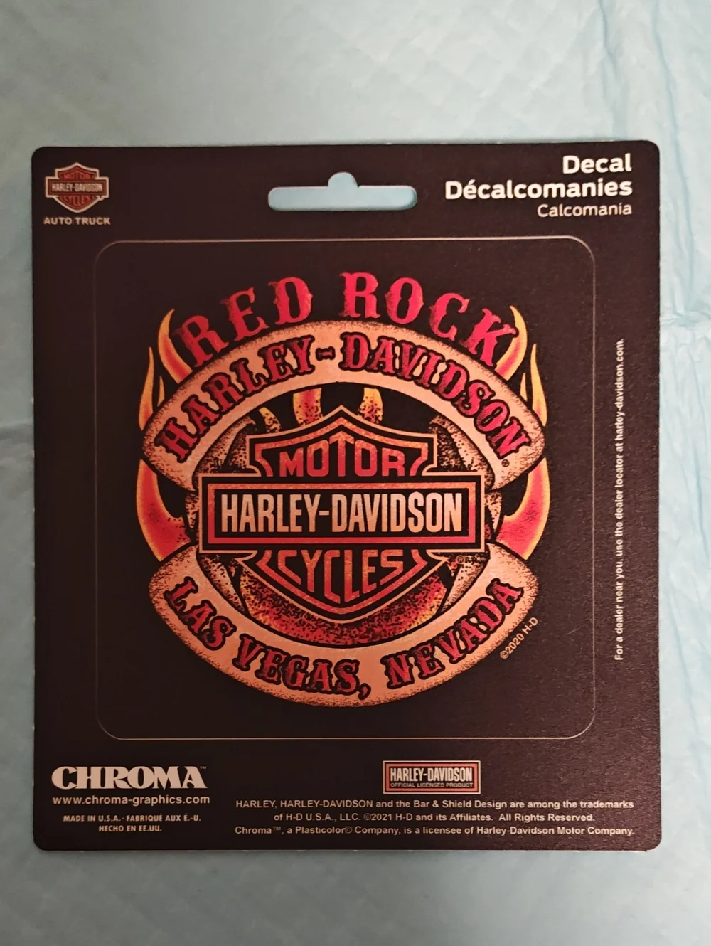Harley-Davidson Black Decal with Red and Orange Flame Logo